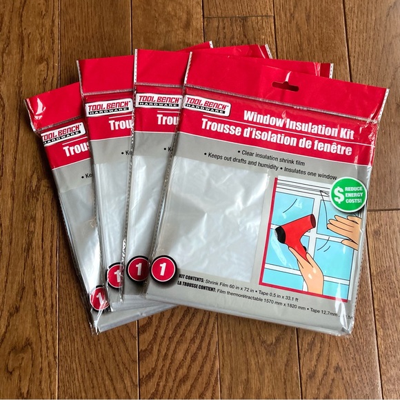 4 Window Cover Insulation Kits Clear Plastic 60 x 72 inch Shrink Films Tape - Picture 8 of 10